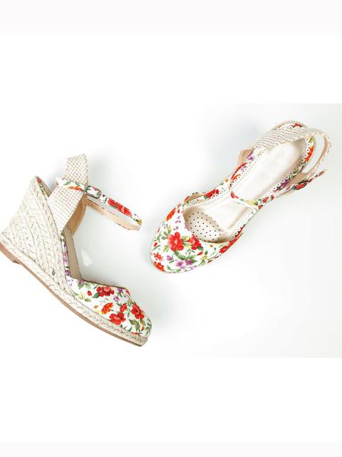 Sandalias De Esparto Con Cuña Y Flores Rojo 39 from Venca on 21 Buttons