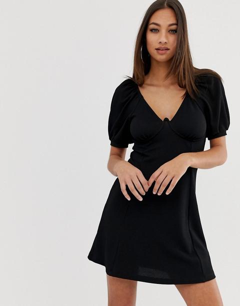 Asos Design - Vestitino Operato Con Ferretto - Nero