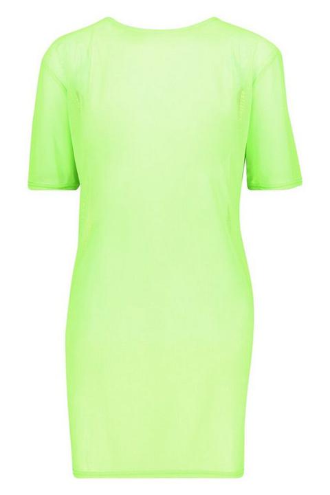 neon mesh t shirt dress