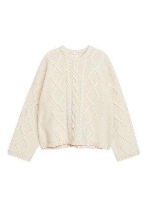 Cable-knit Wool Jumper - White