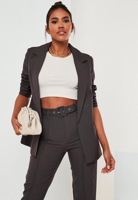 Petite Dark Grey Co Ord Boyfriend Blazer, Grey