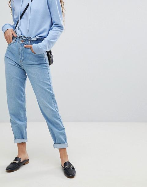 Miss Selfridge - Mom Jeans Con Volant In Vita - Blu