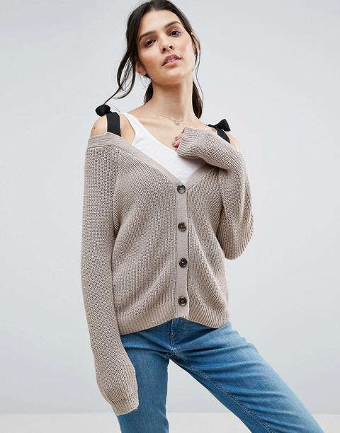 Asos - Cardigan Squadrato Con Spalle Scoperte - Beige