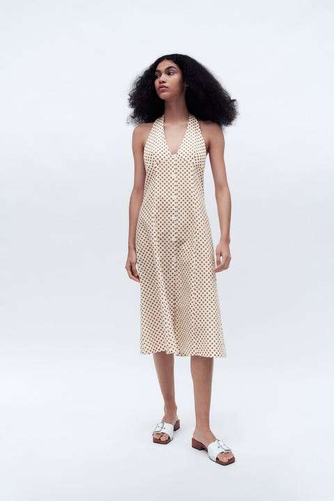 Vestido Con Lino Lunares