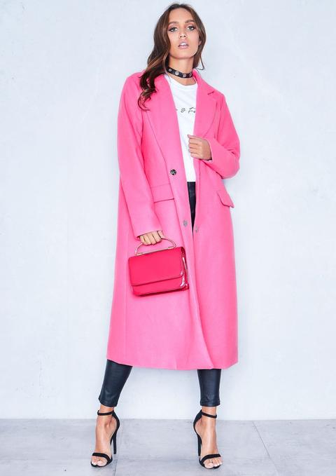 Maya Hot Pink Oversized Longline Double Breasted Coat