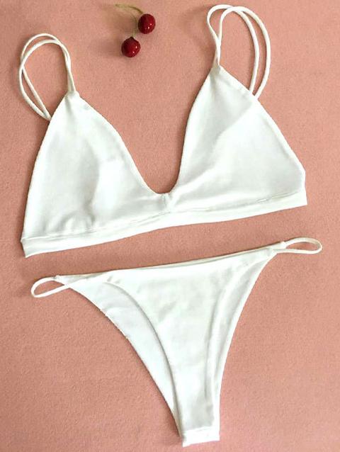 Pure Color Cami Low Waisted Bikini Set