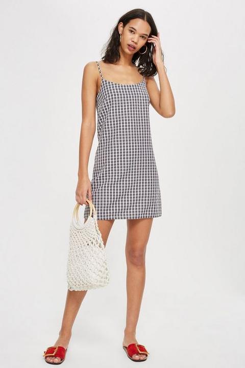 Womens **seersucker Checked Slip Dress By Nobody's Child - Black, Black