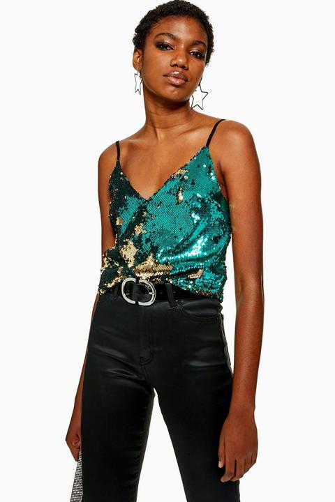 Sequin V- Neck Camisole Top