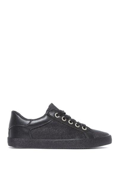 Alessandra Black Sparkly Canvas Trainers