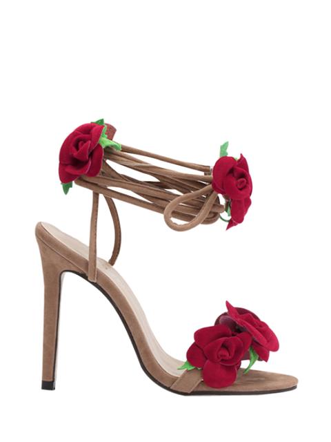 Rose Lace-up Stiletto Heel Sandals