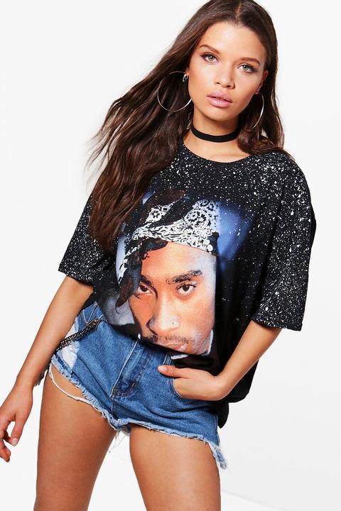 Evie Splatter Print Tupac Licence T-shirt