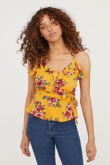 Flounced Wrapover Strappy Top