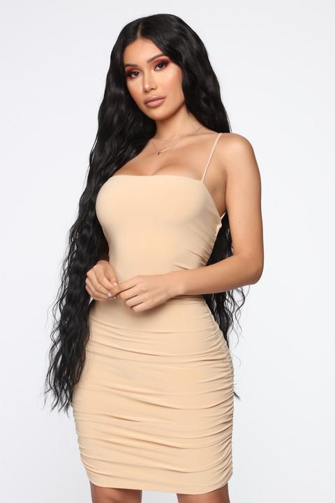 Remember Me Ruched Mini Dress - Nude