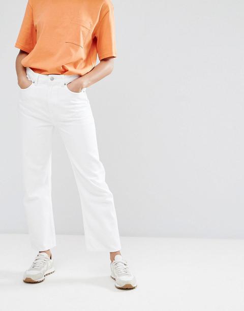 Vaqueros Mom Con Diseño Capri Rígido De Talle Medio Voyage De Weekday