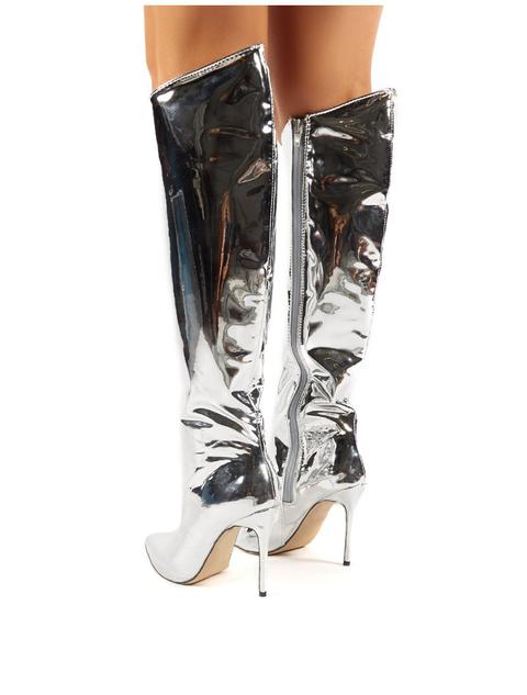silver pointed boots