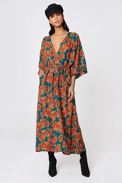 Na-kd Boho Coat Dress - Green,orange