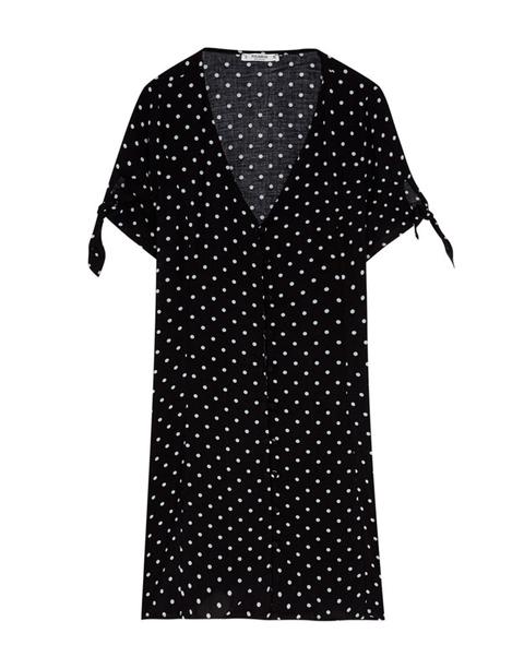 Vestido Polka Dot Manga Corta