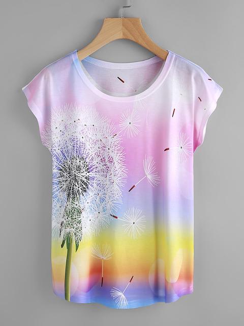 dandelion print ombre tee