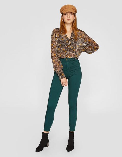 Pantaloni Super High Waist Verde Bottiglia