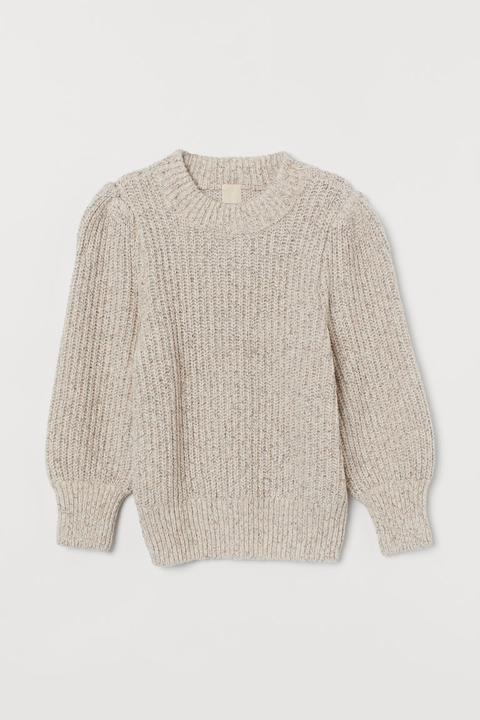 H & M - Pullover Con Maniche Sbuffo - Bianco
