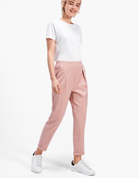 Pantaloni Carrot Jacquard Rosa Carne