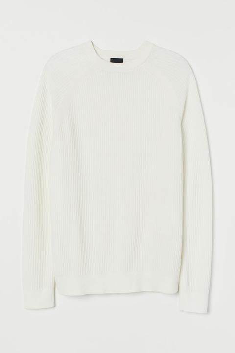 Knitted Jumper Muscle Fit - White