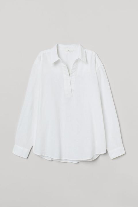 Linen-blend Shirt - White