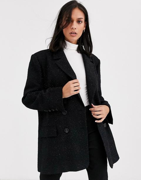 Asos Design - Blazer Dad Oversize En Tissu Bouclé-noir