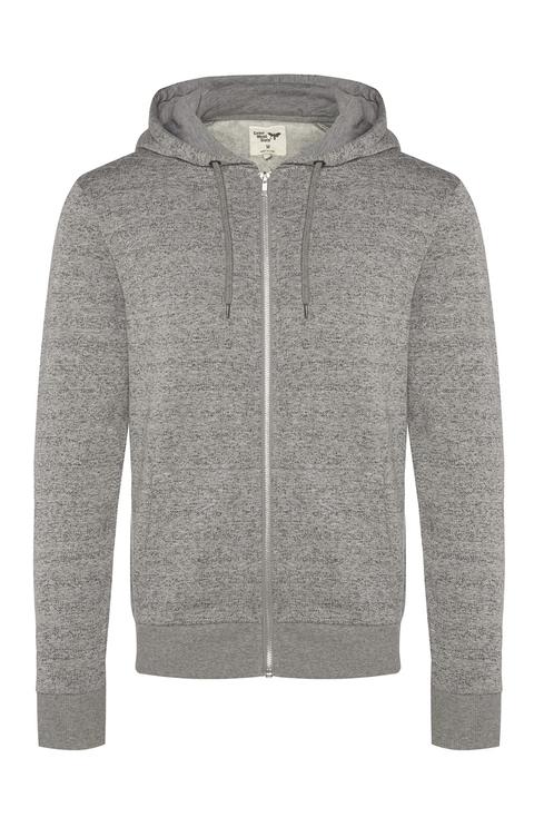 Sudadera Gris Con Capucha Y Cremallera