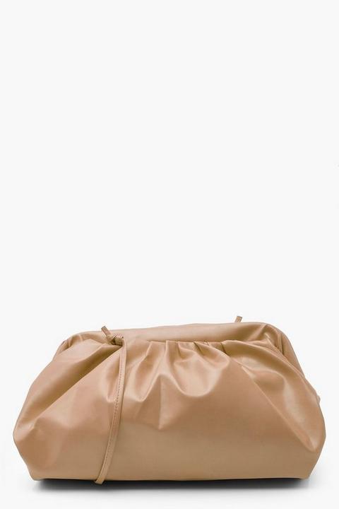 Bolso Ancho Y Holgado De Mano Con Correa De Poliuretano, Beige