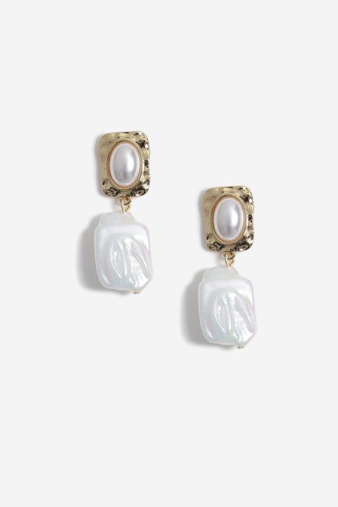 Womens Pearl Drop Earrings - Cream, Cream