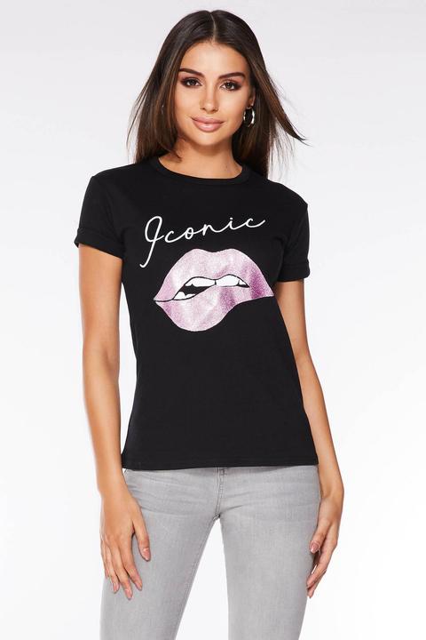 Black And Pink Iconic Lips T-shirt