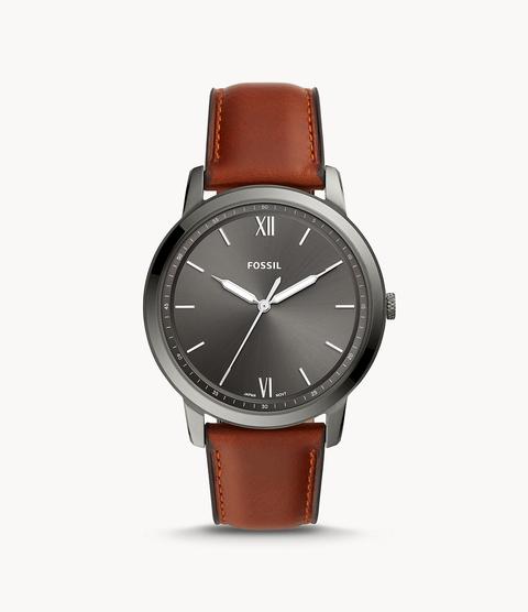 The Minimalist Three-hand Amber Leather Watch