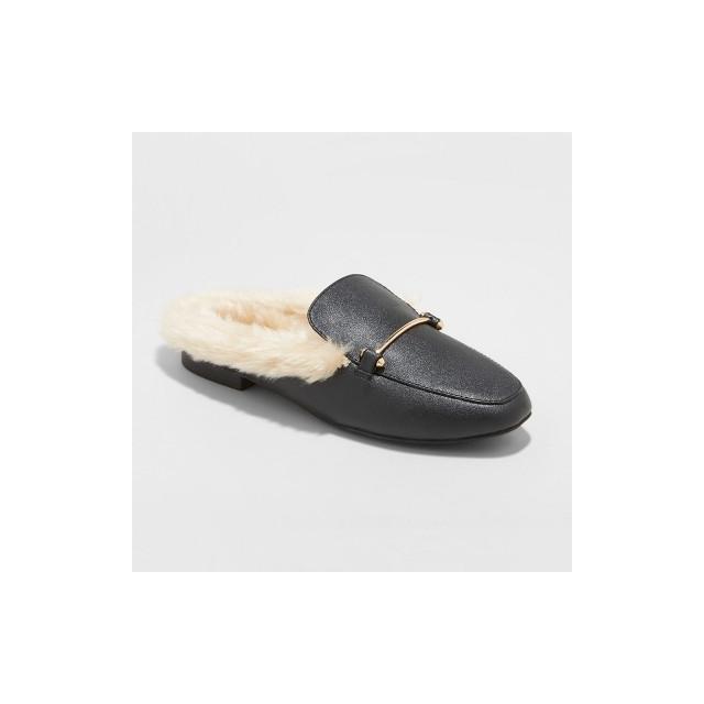 Rebe Faux Leather Fur Backless Mules 