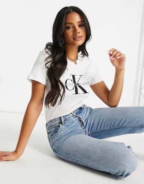 Camiseta Con Logo De Calvin Klein Jeans-blanco