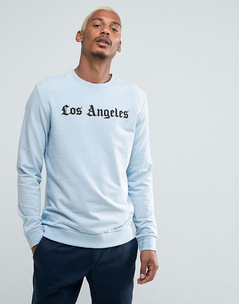 "bershka - Felpa Con Scritta "la" Azzurra" - Blu