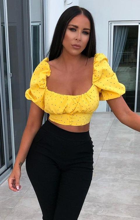 yellow polka dot top
