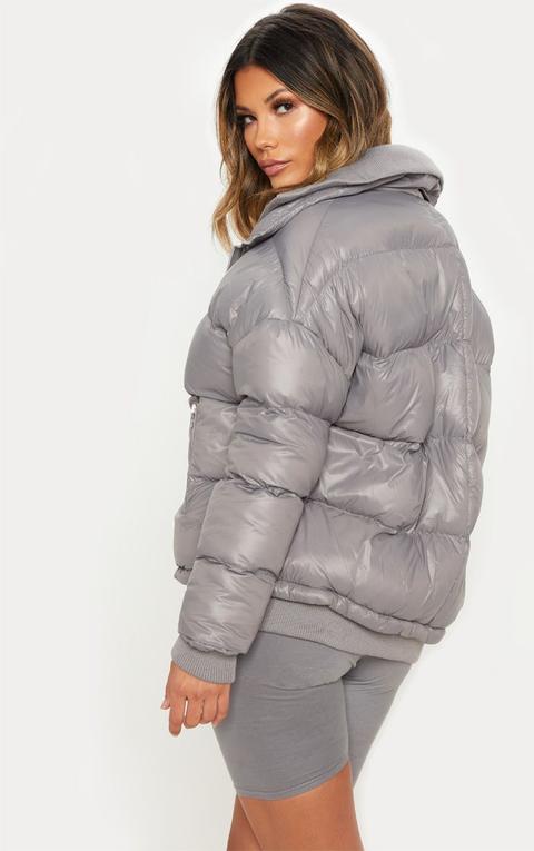 grey oversized puffer jacket