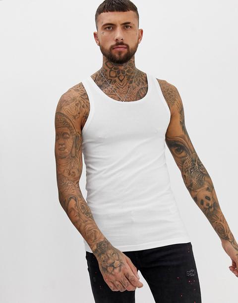 Asos Design Organic Muscle Fit Vest In White