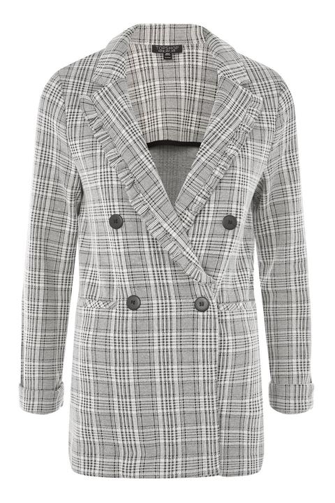 Check Jersey Frill Jacket