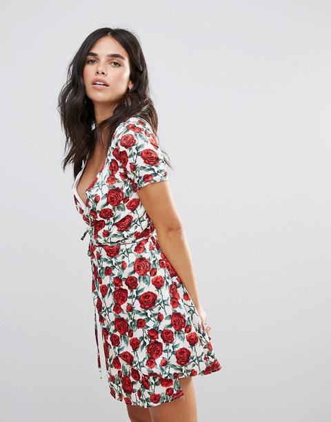 Vestido Cruzado Estampado Con Manga Japonesa Bed Of Roses De Wyldr