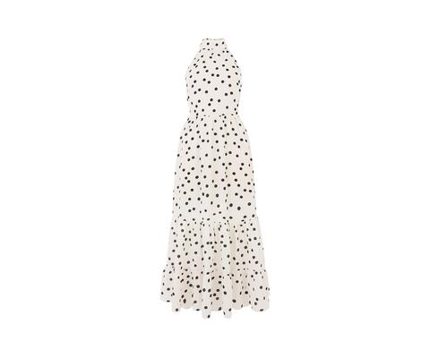 oasis tiered midi dress in polka dot