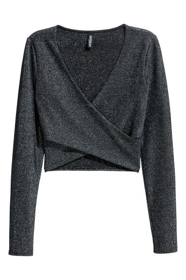 H & M - Top Corto Cruzado - Negro