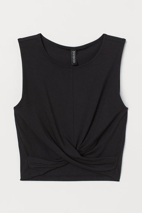 H & M - Top Corto In Jersey - Nero