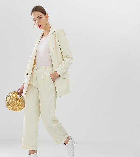 Moss Copenhagen - Pantalon Ajusté D'ensemble En Velours Côtelé - Crème