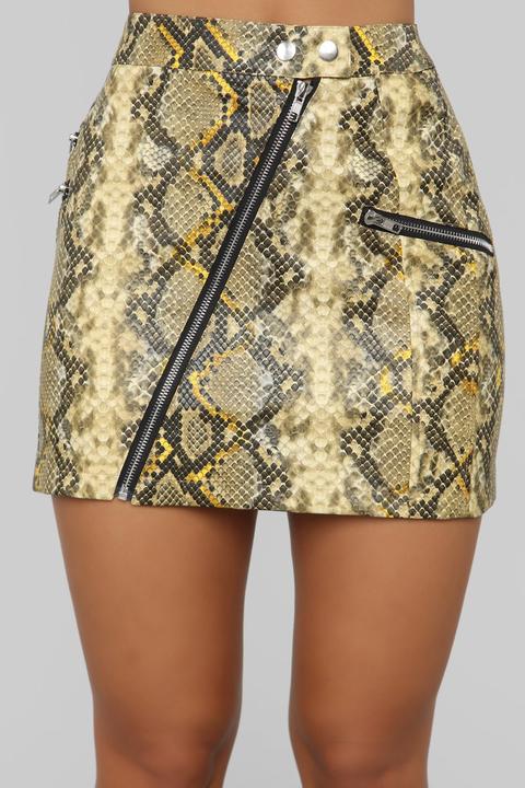 snake print skirt yellow