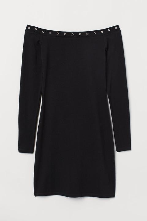 H & M - Abito Jersey Spalle Scoperte - Nero