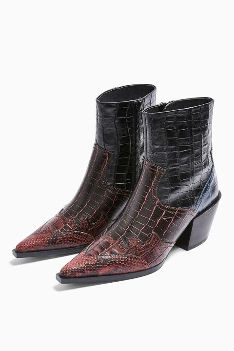 Womens Missouri Leather Burgundy Snake Western Boots - Burgundy, Burgundy