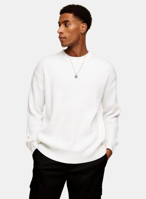 White Oversized Knitted Jumper