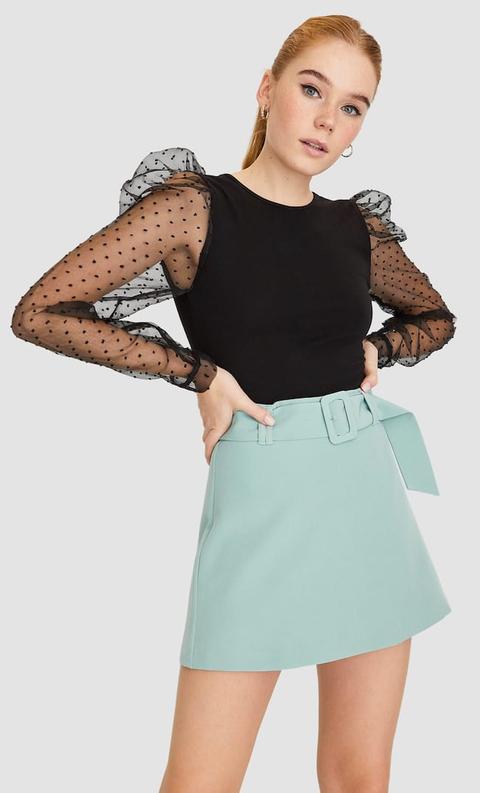 Stradivarius Jupe-short Boucle Recouverte Femme Vert Pastel 34